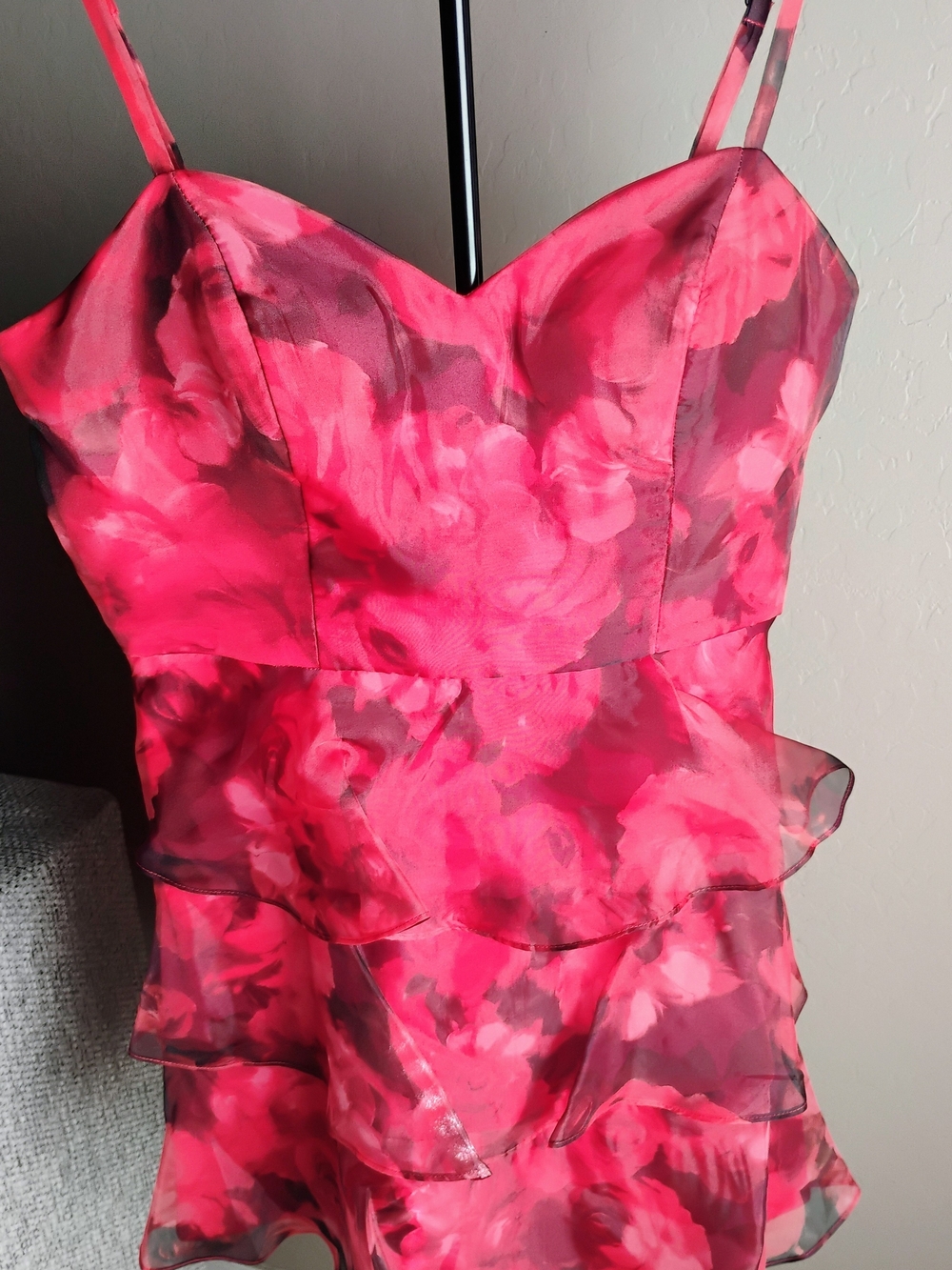 I.N. San Francisco Size XL Pink Floral Ruffle Mini Dress